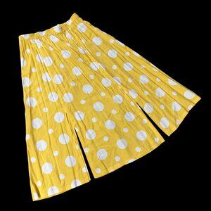 Vintage Skirt 1990s Polka Dot Apart Impressions Yellow White Medium Retro Office